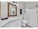 Bathroom featuring a vanity with a framed mirror and a glass-enclosed shower at 7006 E Jensen St # 33, Mesa, AZ 85207
