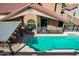 Aerial view showcasing the pool and backyard, offering a private and refreshing outdoor retreat at 751 W Elgin St, Chandler, AZ 85225