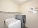 Laundry room featuring modern washer and dryer, shelving, and neutral paint at 1293 E Clifton Ave, Gilbert, AZ 85295