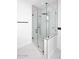 Contemporary bathroom showcasing a glass shower enclosure with modern tile and black trim at 3106 N Valencia Ln, Phoenix, AZ 85018