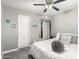 Calm main bedroom with a ceiling fan, cozy decor, and a convenient doorway to the attached closet at 5995 N 78Th St # 1063, Scottsdale, AZ 85250