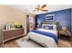 Inviting bedroom featuring a striking blue accent wall and comfortable furnishings at 10938 W Pierson St, Phoenix, AZ 85037