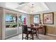 Bright dining area featuring a round table, chandelier lighting, and sliding glass doors leading to the patio at 1435 Leisure World --, Mesa, AZ 85206