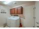 Functional laundry room with ample storage cabinets and washer/dryer hookups at 2408 E Fiesta Dr, Casa Grande, AZ 85194