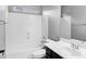 Clean bathroom with vanity, toilet, and shower-tub combination at 647 E Palomino Way, San Tan Valley, AZ 85143