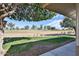 Picturesque view of golf course from covered patio surrounded by mature shade trees at 12834 W Ashwood Dr, Sun City West, AZ 85375