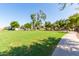 Scenic view of the community park offering grassy lawns, trees, picnic shelters, and a walking path at 2744 E Donato Dr, Gilbert, AZ 85298