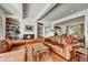 Cozy living room features a fireplace, built-in bookshelves, and comfortable leather seating at 3500 E Lincoln Dr # 6, Phoenix, AZ 85018