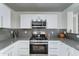 Modern kitchen featuring stainless steel appliances, gray counters, and white cabinets at 12621 W Aster Dr, El Mirage, AZ 85335