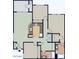 Detailed floor plan showcasing layout with kitchen, living spaces, bedrooms, bathrooms and in-unit laundry at 20100 N 78Th Pl # 2210, Scottsdale, AZ 85255