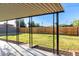 The covered patio area provides a serene view of the fenced backyard and landscaping at 2418 W Flower St, Phoenix, AZ 85015