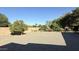 Expansive gravel backyard featuring mature trees and garden, creating a serene outdoor retreat at 10450 W Sutters Gold Ln, Sun City, AZ 85351