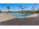 Resort-style community pool surrounded by palm trees and comfortable lounge chairs for relaxation at 1233 E Azure Sea Ln, Gilbert, AZ 85234