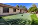 Spacious backyard features an artificial turf putting green, perfect for practicing your golf game at home at 1412 E Jade Dr, Chandler, AZ 85286