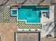 Aerial image of a modern pool and patio area, showcasing design and outdoor living spaces at 20125 E Melissa Pl, Queen Creek, AZ 85142