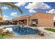 Sparkling pool with rock accents, adjacent to turf and lounging spaces provides backyard fun at 2089 E Lynx Pl, Chandler, AZ 85249