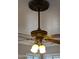 Close up of ceiling fan with dark-stained blades and decorative light fixture, enhancing the room's aesthetic at 3212 E Constance Way, Phoenix, AZ 85042