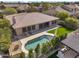 Aerial view of the property showcasing the pool, patio, and landscaped yard at 7686 S Myrtle Ave, Tempe, AZ 85284