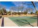 A well-kept basketball court with a green surface and sturdy hoops and backboards at 17577 W Desert Bloom St, Goodyear, AZ 85338