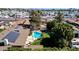 Aerial view of the pool and landscaping with solar panels on the roof of a lovely home at 2919 W Kerry Ln, Phoenix, AZ 85027