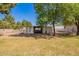 Exterior shot of a barn with a metal roof, adjacent pens, and a tree at 5226 W Tierra Buena Ln, Glendale, AZ 85306