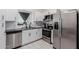 Well-lit kitchen featuring stainless steel appliances, white cabinetry, and black countertops for a modern design at 8188 N 22Nd Dr, Phoenix, AZ 85021