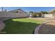 Well-maintained backyard featuring artificial turf, privacy wall, and pool, creating a serene outdoor space at 12901 W Wilshire Dr, Avondale, AZ 85392