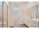 Bright bathroom featuring a modern vanity with quartz counters and view to bedroom at 855 W Peralta Pass, Apache Junction, AZ 85120