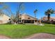 Expansive backyard featuring lush green grass, mature trees, and a covered patio for relaxing or entertaining at 12439 W Monte Vista Rd, Avondale, AZ 85392