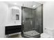 Modern bathroom featuring a walk-in shower and floating vanity at 2211 E Camelback Rd # 601, Phoenix, AZ 85016