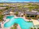 Community pool and recreation area from above featuring ample parking and shade structures at 22426 N 29Th Pl, Phoenix, AZ 85050