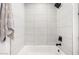 Bathroom showcasing tiled shower with black hardware at 645 N 97Th St, Mesa, AZ 85207