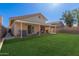 Expansive backyard featuring a covered patio area and mature landscaping at 6834 S Dennis Dr, Tempe, AZ 85283