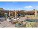 Expansive backyard featuring lush desert landscaping, pool, lounge chairs, and desert views at 9887 E Palo Brea Dr, Scottsdale, AZ 85262