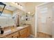 Well-lit bathroom featuring a granite counter, large vanity, and a walk-in shower at 1013 S Hazel Ct, Gilbert, AZ 85296