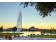 Scenic view of community fountain in a park-like setting with lush greenery and serene waters at 17366 E Via Del Oro St, Fountain Hills, AZ 85268