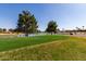 Picturesque view of a lush golf course with a serene pond and fountain feature at 26632 S Branchwood Ct, Sun Lakes, AZ 85248