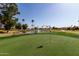 Scenic golf course view featuring green grass and a pond with a fountain at 26632 S Branchwood Ct, Sun Lakes, AZ 85248