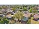 An aerial view showcasing a neighborhood with mature trees and residential houses under a clear, sunny sky at 32 E 14Th St, Tempe, AZ 85281