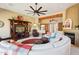 Cozy living room featuring a fireplace, comfortable seating, and desert-themed décor at 9870 E Little Nugget Way, Gold Canyon, AZ 85118