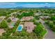 Panoramic aerial view of the community with lush landscaping, tennis court, and backyard pool and spa at 1440 N 40Th St # 4, Mesa, AZ 85205