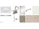 Selection of bathroom materials including sink, faucet, white cabinetry, flooring and hardware at 15772 W Beryl Ave, Waddell, AZ 85355