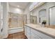 Bathroom with shower, tub, marble counter, and tiled shower at 25436 N 114Th St, Scottsdale, AZ 85255