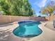 Inviting backyard pool with blue tile accents, surrounded by a concrete patio and mature trees at 3129 W Walter Way, Phoenix, AZ 85027