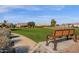 Inviting community park with a bench overlooking a large green space and beautiful landscaping at 4937 S Peach Willow Ln, Gilbert, AZ 85298