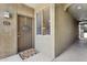 Inviting front door with a welcome sign, creating a warm and friendly entrance at 5303 N 7Th St # 215, Phoenix, AZ 85014