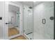 Modern walk-in shower featuring frameless glass doors and contemporary tilework, creating a spa-like atmosphere at 7137 E Rancho Vista Dr # 5001, Scottsdale, AZ 85251