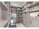 Spacious pantry with wooden cabinets and shelving offers ample storage for food and household items at 15827 E Firerock County Club Dr, Fountain Hills, AZ 85268