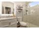Updated bathroom with sleek vanity, and glass enclosed shower at 2992 N Miller Rd # 219B, Scottsdale, AZ 85251