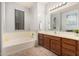 Bathroom showcasing a bright vanity, soft light fixtures, and a large mirror above the countertop at 32405 N 23Rd Ave, Phoenix, AZ 85085